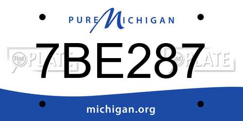 7BE287 Michigan License Plate