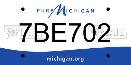 7BE702 Michigan License Plate