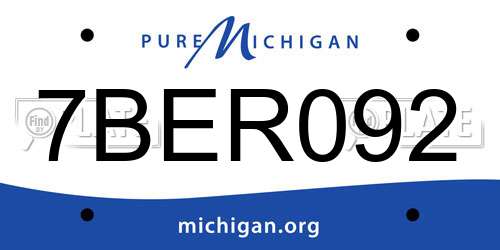 7BER092 Michigan License Plate