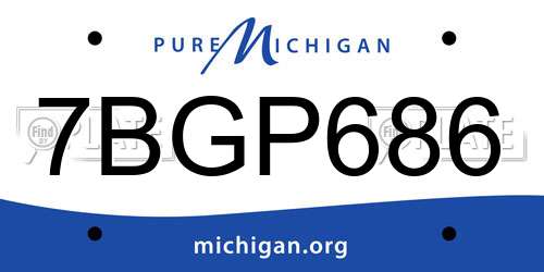 7BGP686 Michigan License Plate