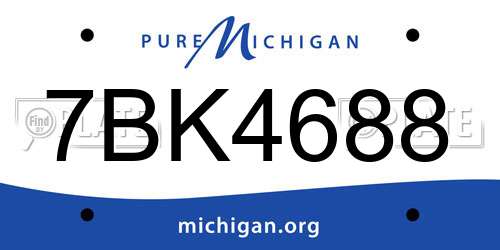 7BK4688 Michigan License Plate