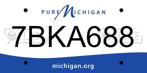 7BKA688 Michigan License Plate