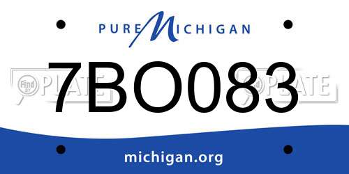 7BO083 Michigan License Plate