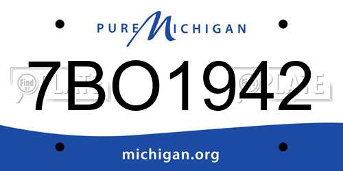 7BO1942 Michigan License Plate