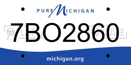 7BO2860 Michigan License Plate