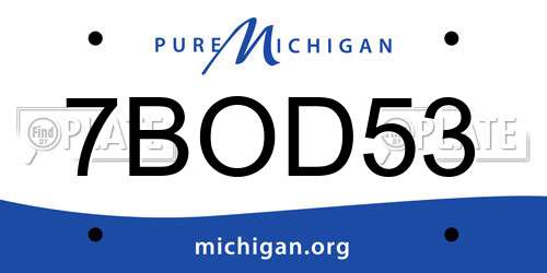 7BOD53 Michigan License Plate