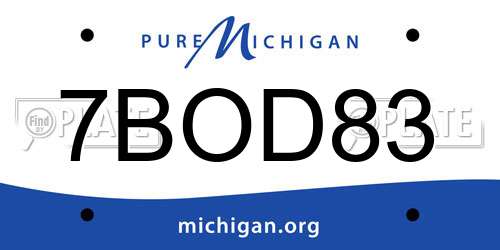 7BOD83 Michigan License Plate
