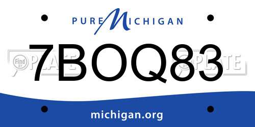 7BOQ83 Michigan License Plate