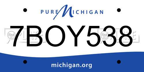 7BOY538 Michigan License Plate