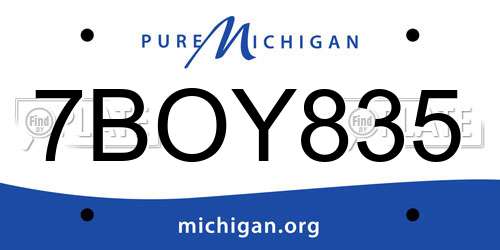 7BOY835 Michigan License Plate