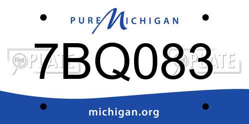 7BQ083 Michigan License Plate