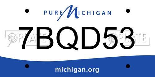 7BQD53 Michigan License Plate
