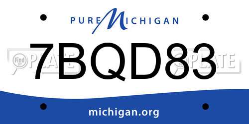 7BQD83 Michigan License Plate