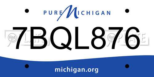 7BQL876 Michigan License Plate