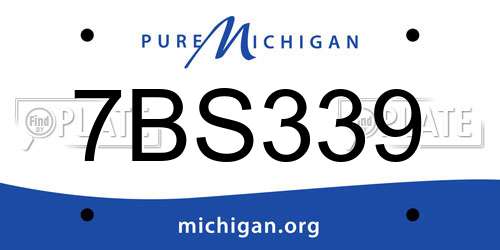 7BS339 Michigan License Plate