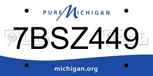 7BSZ449 Michigan License Plate