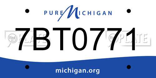 7BT0771 Michigan License Plate