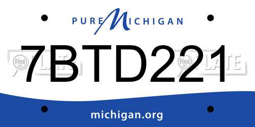7BTD221 Michigan License Plate