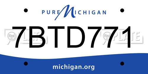 7BTD771 Michigan License Plate
