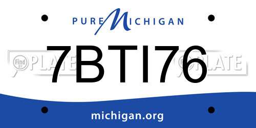 7BTI76 Michigan License Plate