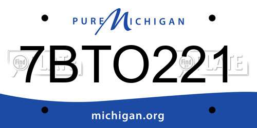 7BTO221 Michigan License Plate