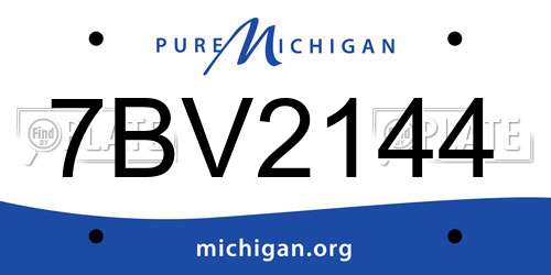 7BV2144 Michigan License Plate