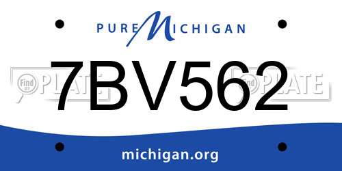 7BV562 Michigan License Plate