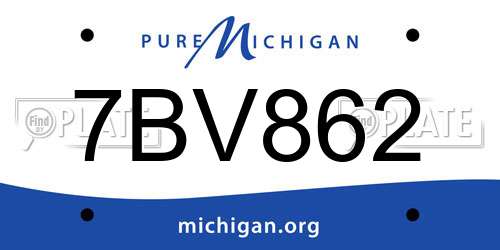 7BV862 Michigan License Plate