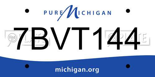 7BVT144 Michigan License Plate