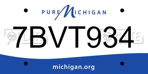 7BVT934 Michigan License Plate