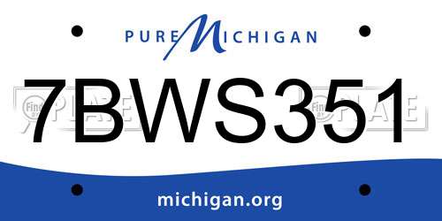 7BWS351 Michigan License Plate
