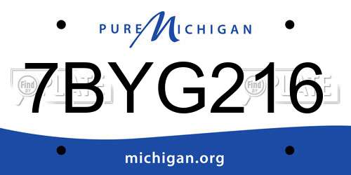 7BYG216 Michigan License Plate
