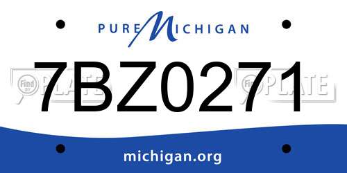 7BZ0271 Michigan License Plate