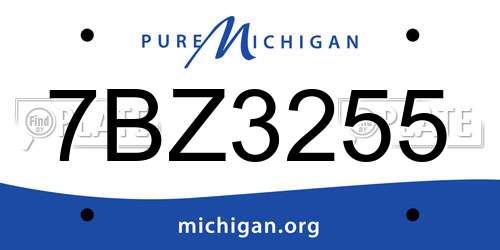 7BZ3255 Michigan License Plate