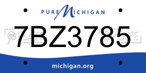 7BZ3785 Michigan License Plate