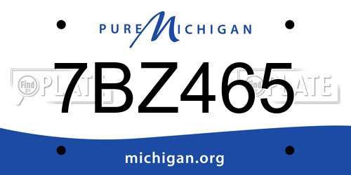7BZ465 Michigan License Plate