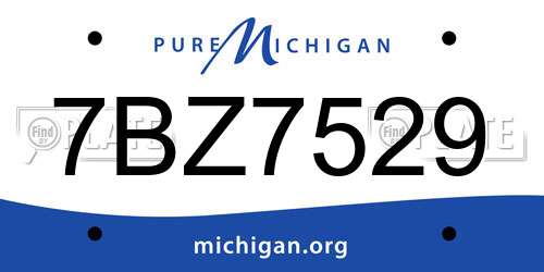 7BZ7529 Michigan License Plate