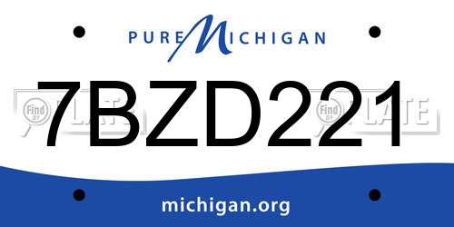 7BZD221 Michigan License Plate