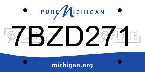 7BZD271 Michigan License Plate