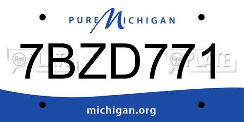 7BZD771 Michigan License Plate