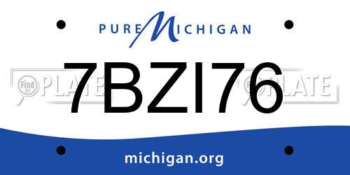 7BZI76 Michigan License Plate