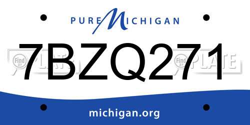 7BZQ271 Michigan License Plate