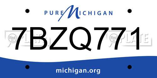 7BZQ771 Michigan License Plate