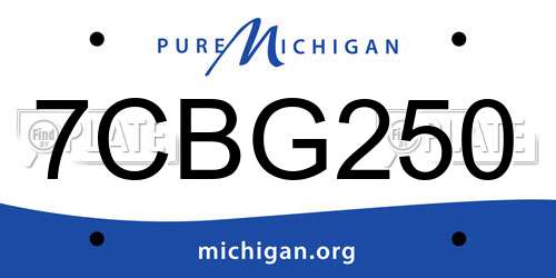 7CBG250 Michigan License Plate