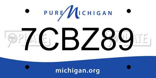 7CBZ89 Michigan License Plate
