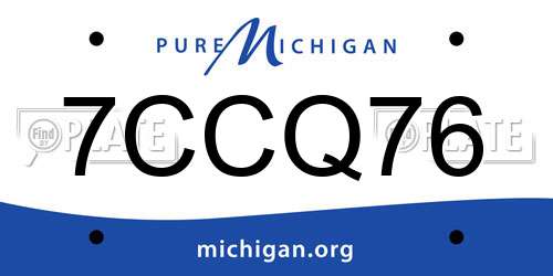 7CCQ76 Michigan License Plate