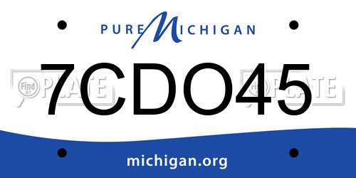 7CDO45 Michigan License Plate