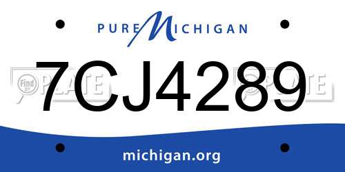 7CJ4289 Michigan License Plate