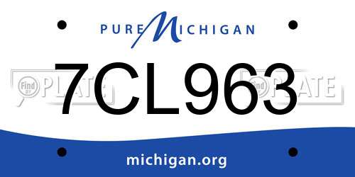7CL963 Michigan License Plate