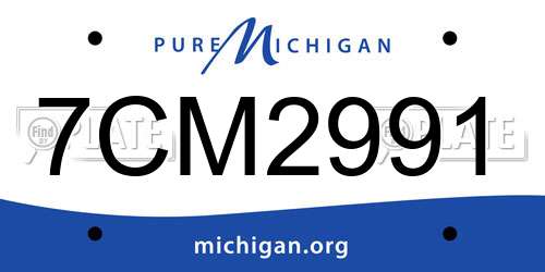 7CM2991 Michigan License Plate